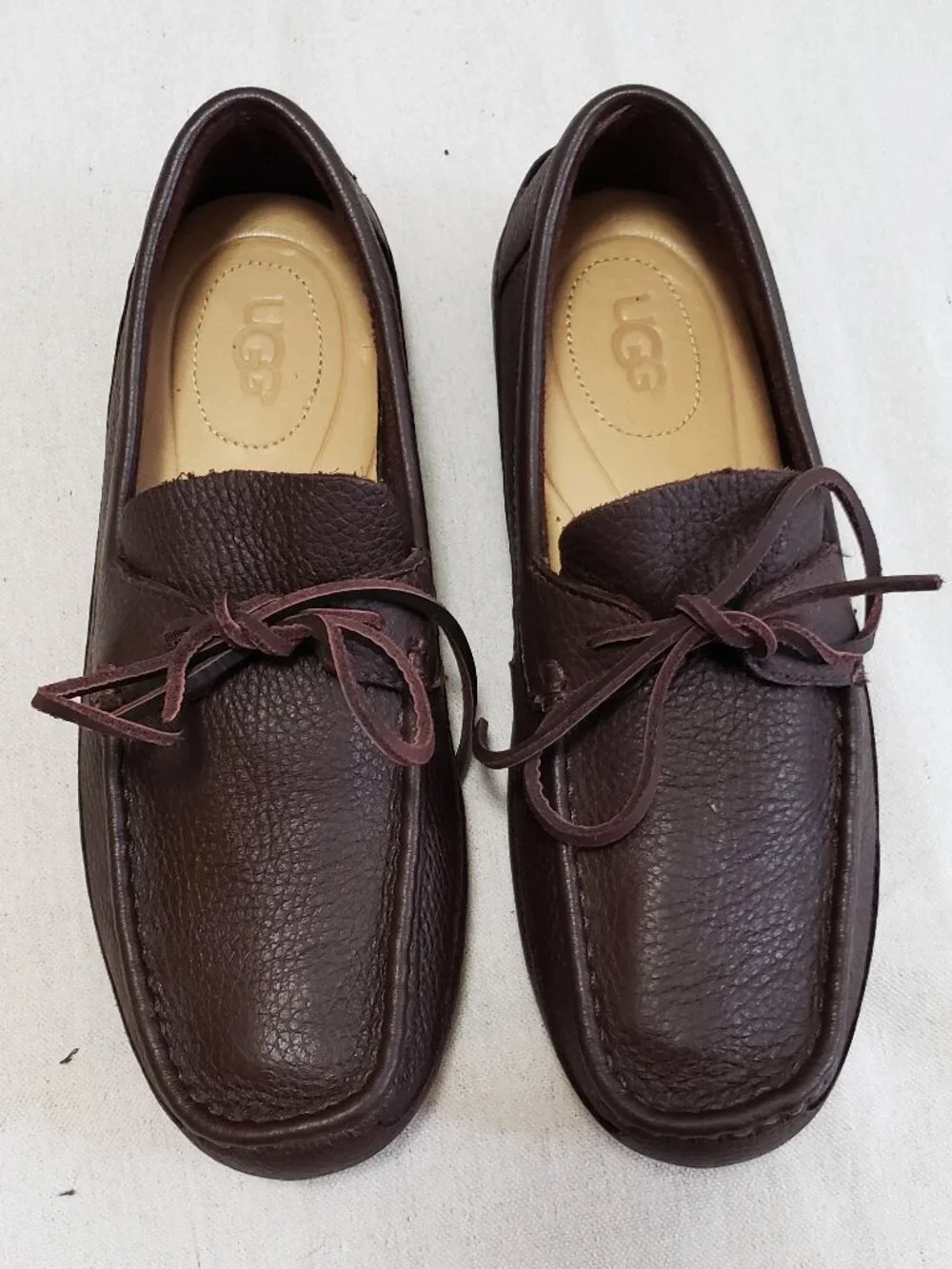 UGG Australia Men's Size 8 Dark Brown Loafers Flat Leather Slip On Laces Shoes